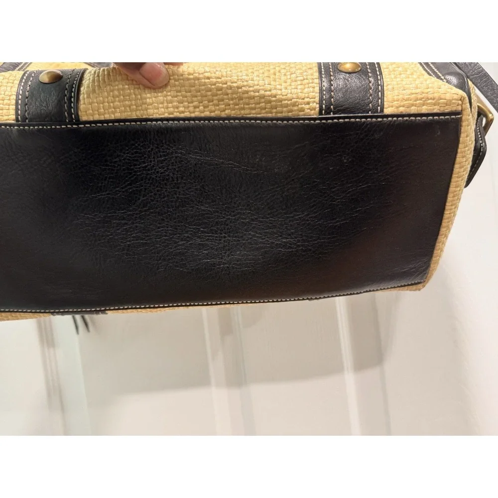 Coach Y2K Legacy Black Buckle Straw Shoulder Bag *RARE** Exc condition..